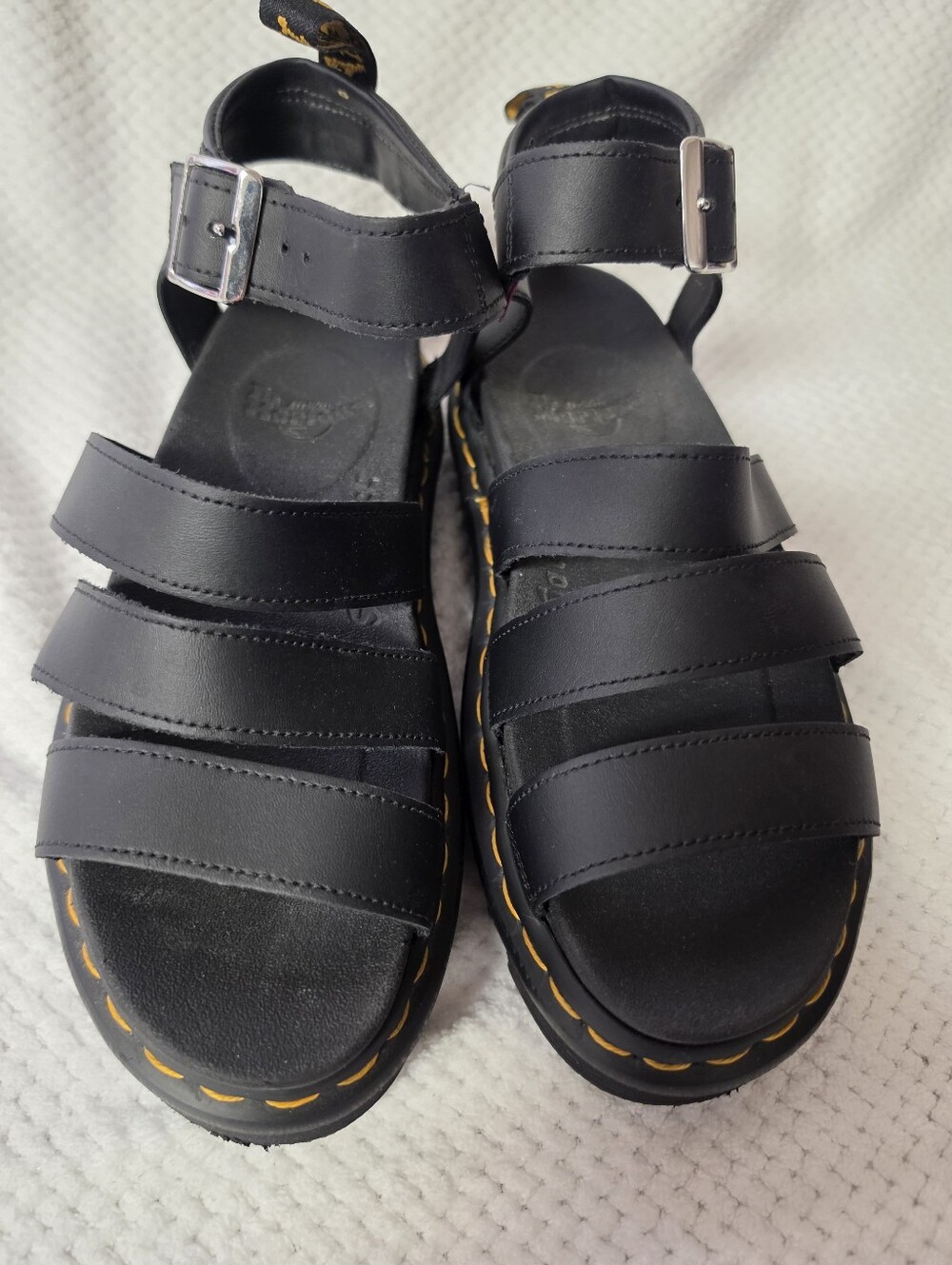 Dr. Martens Blaire Black Leather Platform Sandals Size 7 🖤 Excellent Condition